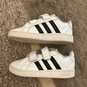 Adidas White and Black Velcro Sneakers size 8K